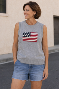 American Flag Sleeveless Knit Top