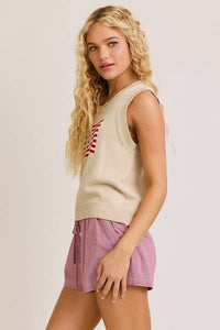 American Flag Sleeveless Knit Top