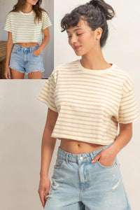 Amora Striped Cropped Tee