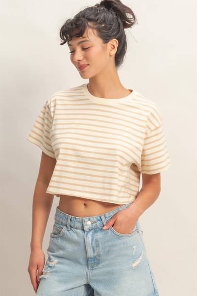 Amora Striped Cropped Tee