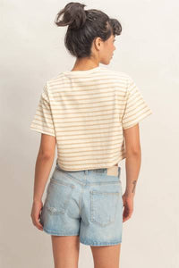 Amora Striped Cropped Tee