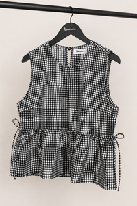 Gingham Peplum Tie Top