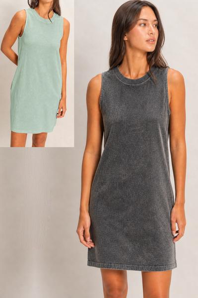 Stone Washed Cotton Tank Dress
