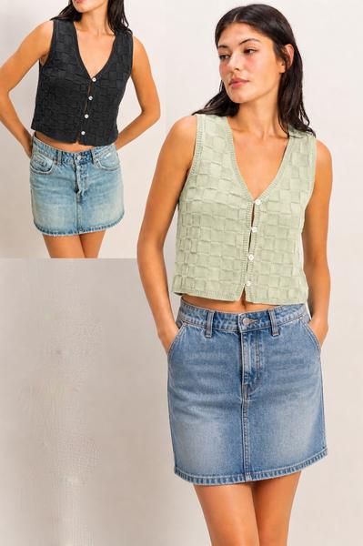Cotton Checkerboard Vest