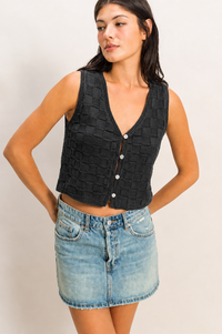 Cotton Checkerboard Vest