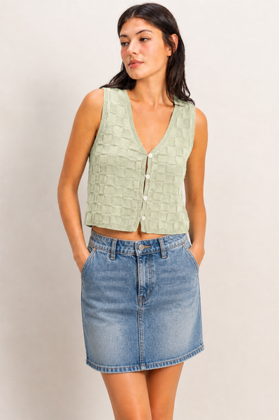 Cotton Checkerboard Vest