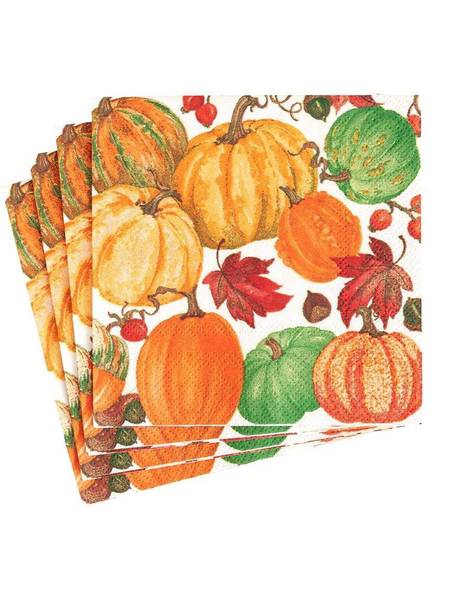 Pumpkin Field White Cocktail Napkins
