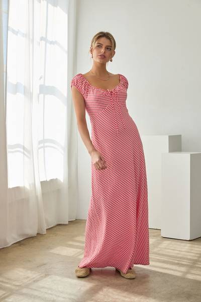 Gingham Tie Front Dress