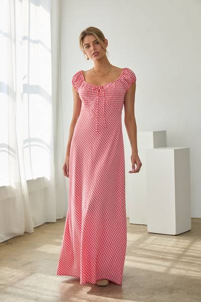 Gingham Tie Front Dress