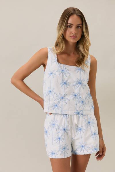 Palm Tree Embroidered Top