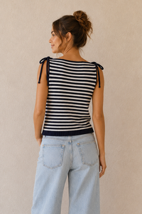 Shoulder Tie Striped Top