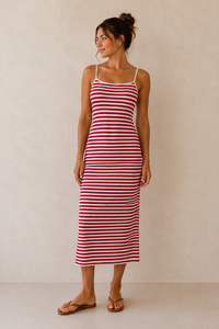 Spaghetti Binding Striped Dress