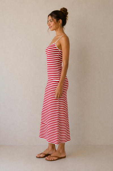 Spaghetti Binding Striped Dress