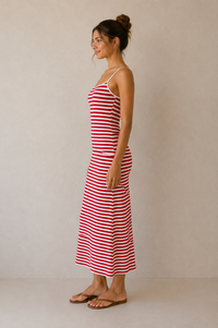 Spaghetti Binding Striped Dress