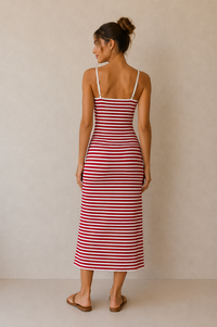 Spaghetti Binding Striped Dress