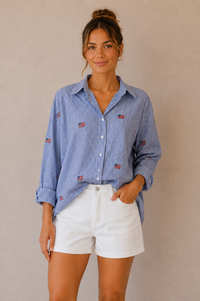 Striped Flag Embroidered Shirt