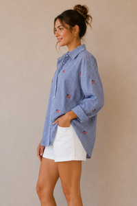 Striped Flag Embroidered Shirt
