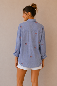 Striped Flag Embroidered Shirt