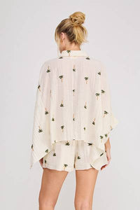 Palm Tree Cotton Blend Top