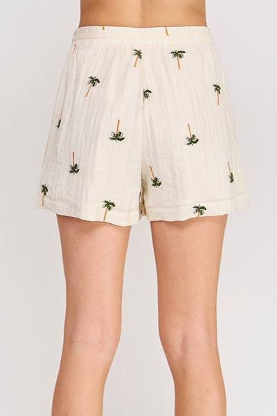 Palm Tree Cotton Blend Shorts