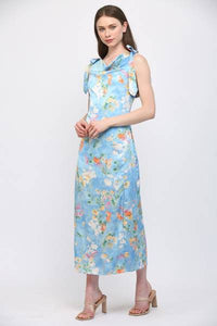 Wildflowers Cowl Neck Satin Dress