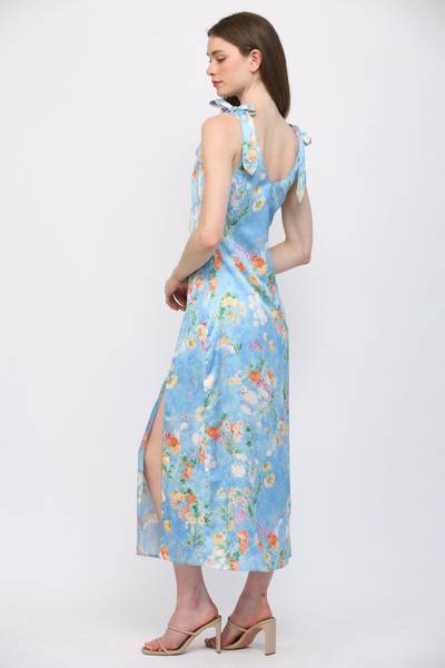Wildflowers Cowl Neck Satin Dress