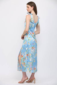 Wildflowers Cowl Neck Satin Dress