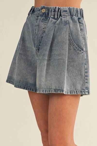 Harding Pleated Denim Shorts