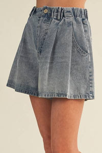 Harding Pleated Denim Shorts