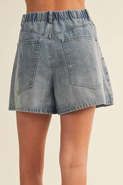 Harding Pleated Denim Shorts