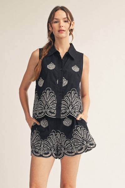 Lotus Embroidered Top