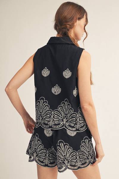 Lotus Embroidered Top