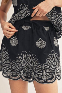 Lotus Embroidered Shorts