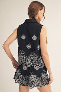 Lotus Embroidered Shorts