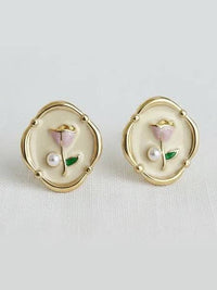 Floral Cameo Earrings
