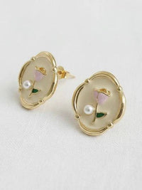 Floral Cameo Earrings