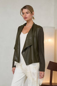 Sasha Faux Leather Cardigan
