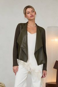 Sasha Faux Leather Cardigan