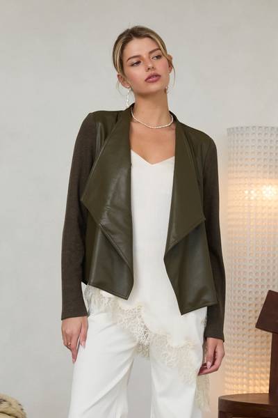 Sasha Faux Leather Cardigan