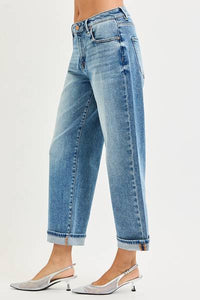 Mid-Rise Boyfriend Cuffed Denim