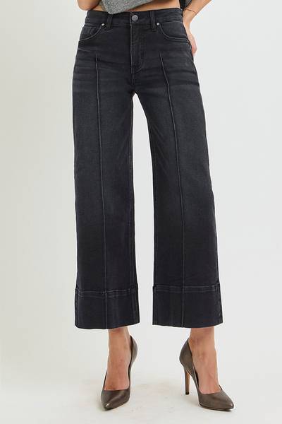 Mid-Rise Pintuck Seam Denim