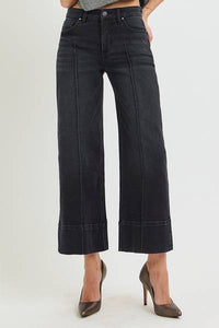 Mid-Rise Pintuck Seam Denim