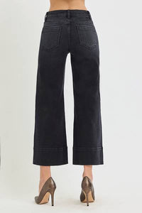 Mid-Rise Pintuck Seam Denim