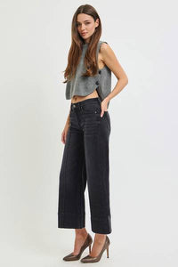 Mid-Rise Pintuck Seam Denim