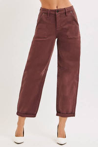High-Rise Cuffed Barrel Denim