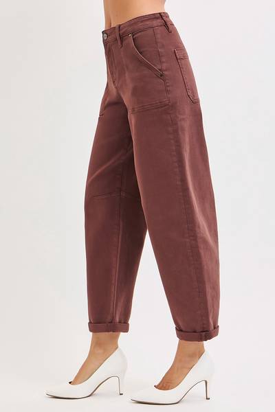 High-Rise Cuffed Barrel Denim