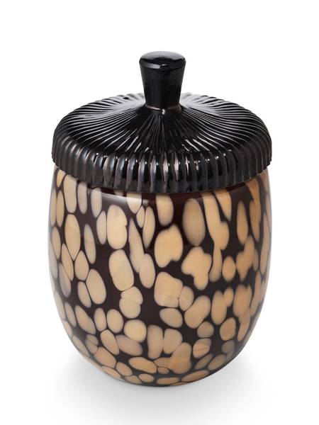Midnight Pumpkin Glass Acorn Candle
