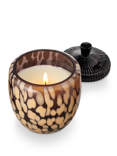 Midnight Pumpkin Glass Acorn Candle