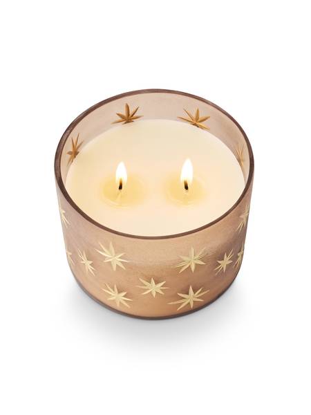 Woodfire Frosted Star Glass Candle