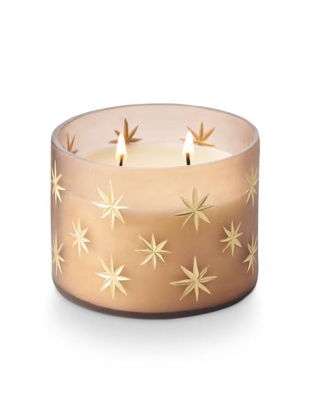 Woodfire Frosted Star Glass Candle